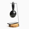 mini: Wood Headphone Stand with QI Charger 15W - Black - Oak (9)