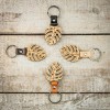 mini: Wooden Keychain Leather Monstera Anigre (2)