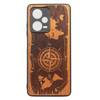 mini: Drewniane Etui Bewood Redmi Note 12 5G RÓŻA WIATRÓW MERBAU (1)