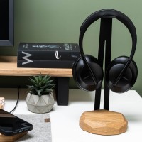 mini: Wood Headphone Stand with QI Charger 15W - Black - Oak (8)