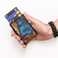mini: Bewood Unique Black Credit Card Case - Planets - Neptune (3)