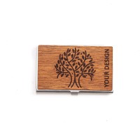 mini: Personalized Wooden Business Card Holder Inox - Your Logo - Design (3)