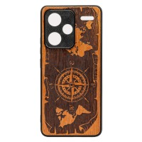 mini: Drewniane Etui Bewood do Xiaomi Redmi Note 13 Pro Plus 5G RÓŻA WIATRÓW MERBAU (1)