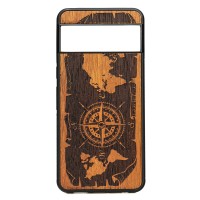 mini: Drewniane Etui Bewood do Google Pixel 8 RÓŻA WIATRÓW MERBAU (1)