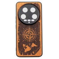 mini: Drewniane Etui Bewood do Xiaomi 14 Ultra RÓŻA WIATRÓW MERBAU (1)