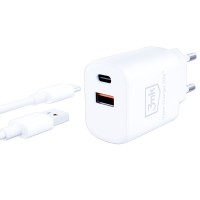 mini: Ładowarka sieciowa 3mk Hyper Charger USB-A, USB-C QC 3.0, PD 20W, biała (5)