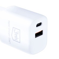 mini: Ładowarka sieciowa 3mk Hyper Charger USB-A, USB-C QC 3.0, PD 20W, biała (8)