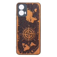 mini: Drewniane Etui Bewood do Motorola G34 5G RÓŻA WIATRÓW MERBAU (1)