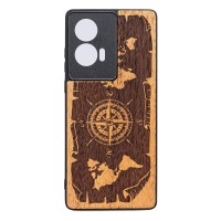 mini: Drewniane Etui Bewood do Motorola Edge 50 Fusion RÓŻA WIATRÓW MERBAU (1)