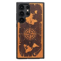 mini: Drewniane Etui Bewood do Samsung Galaxy S25 Ultra RÓŻA WIATRÓW MERBAU (1)