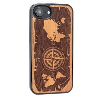 mini: Drewniane Etui Bewood do iPhone 17e / 16e RÓŻA WIATRÓW MERBAU (2)