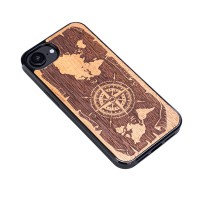 mini: Drewniane Etui Bewood do iPhone 17e / 16e RÓŻA WIATRÓW MERBAU (3)
