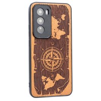 mini: Drewniane Etui Bewood do Oppo Reno 12 Pro 5G RÓŻA WIATRÓW MERBAU (2)