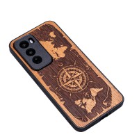 mini: Drewniane Etui Bewood do Oppo Reno 12 Pro 5G RÓŻA WIATRÓW MERBAU (3)