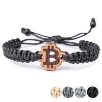 mini: Drewniana bransoletka Bitcoin Merbau Pleciona (1)