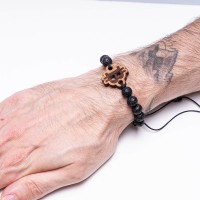 mini: Drewniana bransoletka Bitcoin Merbau Kamień Wulkaniczny (2)