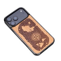 mini: Drewniane Etui Bewood do iPhone 17 Pro Max RÓŻA WIATRÓW MERBAU (3)