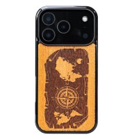 mini: Drewniane Etui Bewood do iPhone 17 Pro RÓŻA WIATRÓW MERBAU (1)