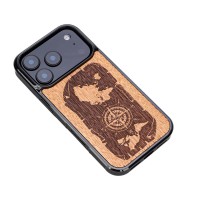 mini: Drewniane Etui Bewood do iPhone 17 Pro RÓŻA WIATRÓW MERBAU (3)