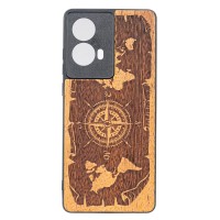 mini: Drewniane Etui Bewood do Motorola G85 5G RÓŻA WIATRÓW MERBAU (1)