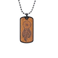 mini: Dog tag Bewood  - Dreamcather Imbuia (1)