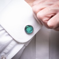 mini: Spinki do mankietów Bewood Unique - Turquoise - Silver - 18mm (2)