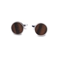 mini: Cufflinks Bewood - Ziricote - Silver - 18mm (1)