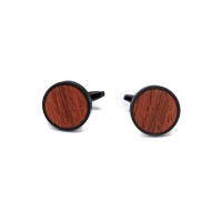 mini: Spinki do mankietów Bewood - Padouk - Black - 18mm (1)