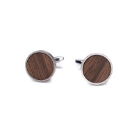 mini: Spinki do mankietów Bewood - Orzech Amerykański - Silver - 18mm (1)