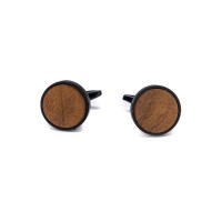 mini: Spinki do mankietów Bewood - Imbuia - Black - 18mm (1)