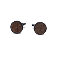 mini: Spinki do mankietów Bewood - Dąb Wędzony - Black - 18mm (1)