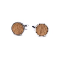 mini: Cufflinks Bewood - Oak - Silver - 18mm (1)