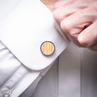 mini: Cufflinks Bewood - Oak - Silver - 18mm (2)