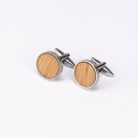 mini: Cufflinks Bewood - Oak - Silver - 18mm (3)