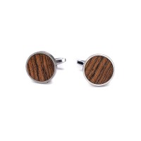 mini: Cufflinks Bewood - Bocote - Silver - 18mm (1)
