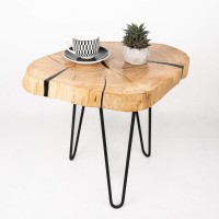 mini: Stolik nocny/kawowy Bewood Live Edge - Dąb - #1 (1)