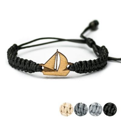 Picture for: Wooden Bracelet Sail Boat Anigre Cotton