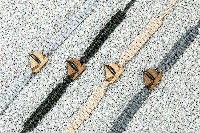 Picture 2 for: Wooden Bracelet Sail Boat Anigre Cotton