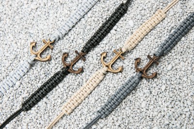Picture 2 for: Wooden Bracelet Anchor Anigre Cotton