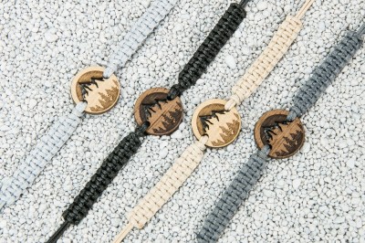 Picture 2 for: Wooden Bracelet Mountains Merbau Cotton