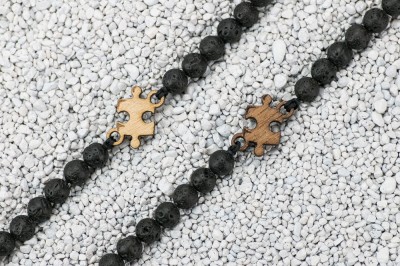 Obrazek 2 dla: Drewniana bransoletka Puzzel Aniegre Kamień Wulkaniczny