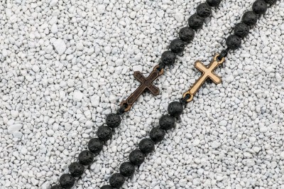 Obrazek 2 dla: Drewniana bransoletka Krzyż Aniegre Kamień Wulkaniczny