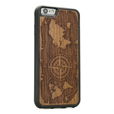 Obrazek 2 dla: Drewniane Etui iPhone 6 Plus / 6s Plus RÓŻA WIATRÓW MERBAU