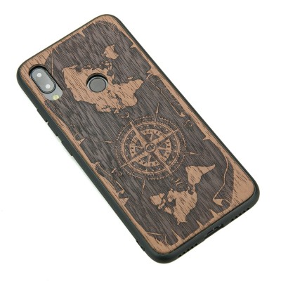 Obrazek 2 dla: Drewniane Etui Xiaomi Redmi Note 7 RÓŻA WIATRÓW MERBAU