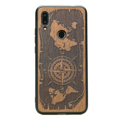 Obrazek dla: Drewniane Etui Xiaomi Redmi 7 RÓŻA WIATRÓW MERBAU