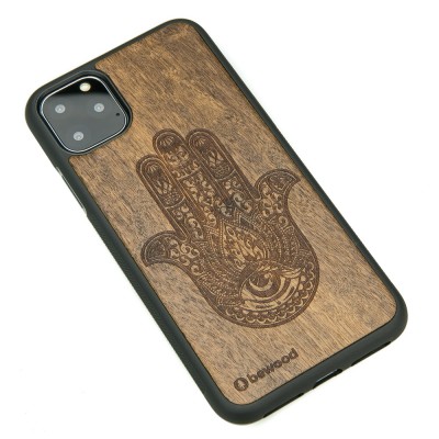 Obrazek 2 dla: Drewniane Etui na iPhone 11 PRO MAX HAMSA IMBUIA