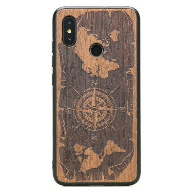 Obrazek dla: Drewniane Etui Xiaomi Mi 8 RÓŻA WIATRÓW MERBAU