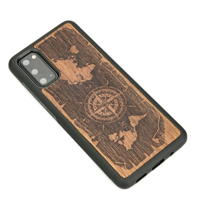 Obrazek 2 dla: Drewniane Etui na Samsung Galaxy S20 RÓŻA WIATRÓW MERBAU
