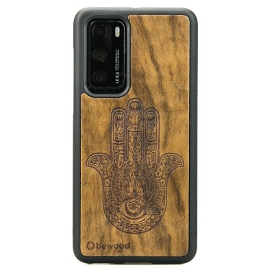 Obrazek dla: Drewniane Etui Huawei P40 HAMSA IMBUIA