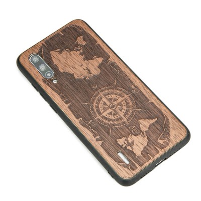 Obrazek 2 dla: Drewniane Etui Xiaomi Mi 9 Lite RÓŻA WIATRÓW MERBAU